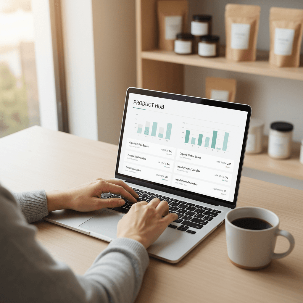 Small business owner reviewing financial tasks on laptop